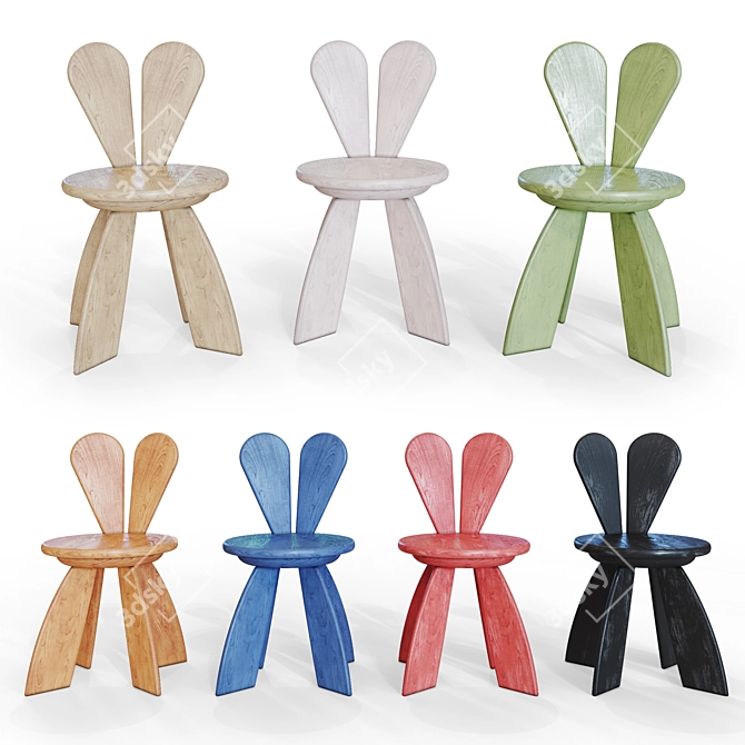Elegant Bunny Chair: A Contemporary Masterpiece 3D model image 1