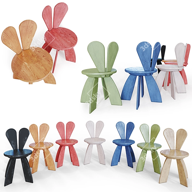 Elegant Bunny Chair: A Contemporary Masterpiece 3D model image 2