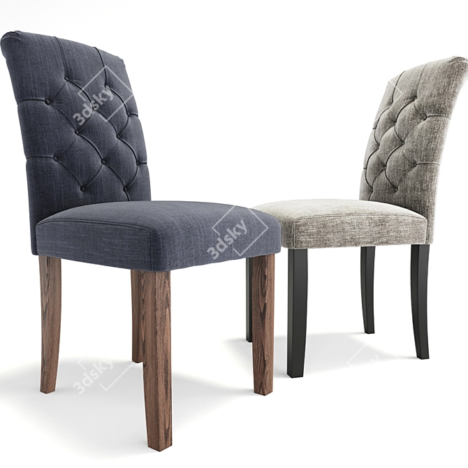 Elegant Solid Wood Tufted Dining Chair 3D model image 1