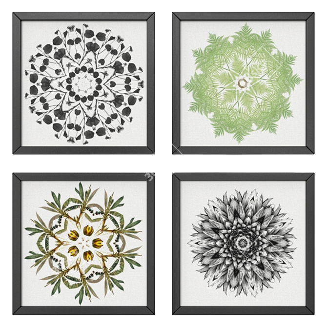 Contemporary Botanical Mandala Art 3D model image 1