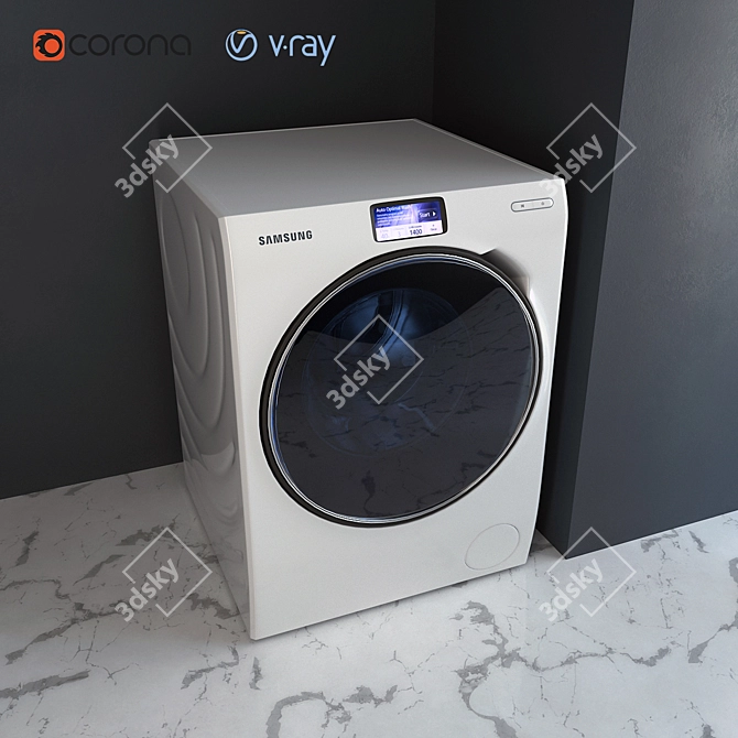 Samsung WW10H9600EW: Powerful, Efficient Washing 3D model image 1