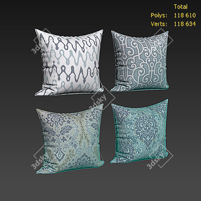 Elegant Pillow Set - Decorative Home Accent 3D model image 2