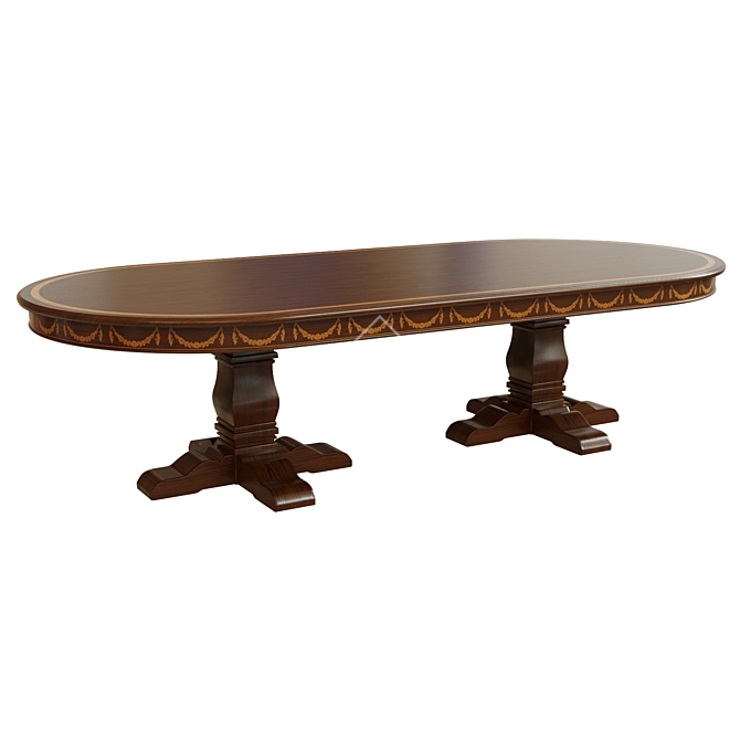 Elegant Veneer Dining Table 3D model image 1