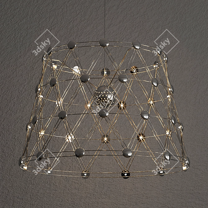 Title: Crystalline Chrome Pendant Light 3D model image 2