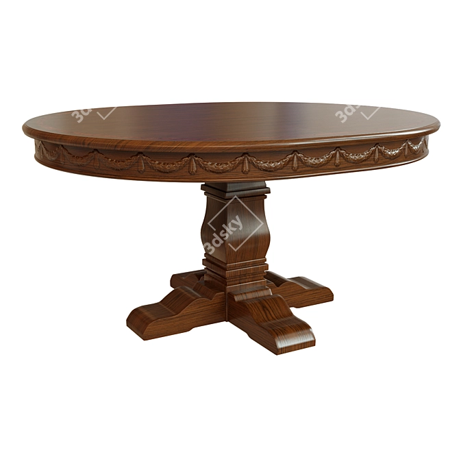 Elegant Carved Dining Table 3D model image 1
