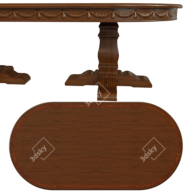 Elegant Threaded Dining Table 3D model image 2