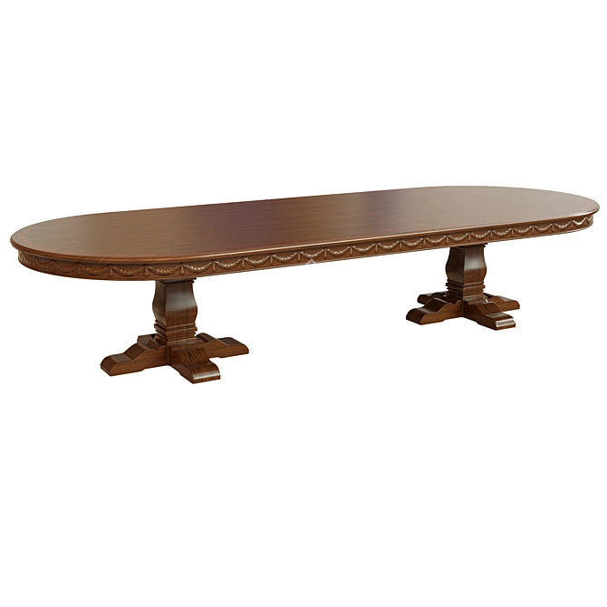 Elegant Threaded Dining Table 3D model image 1
