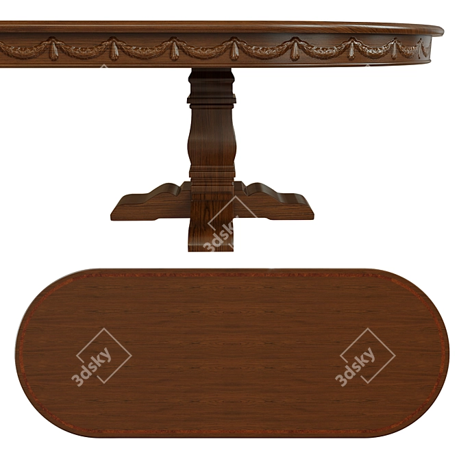 Elegant Threaded Dining Table 3D model image 2