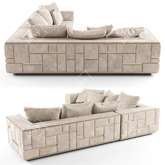 Luxury Leather Sectional Sofa: Visionnaire BABYLON 3D model image 2