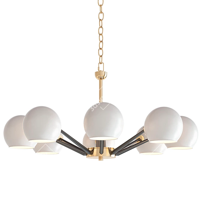 Elegant White Glass Chandelier 3D model image 1