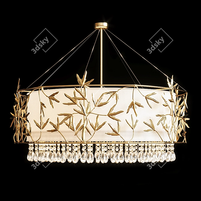 Gold Leaf Design: Hanging Marijuana Chandelier 3D model image 1