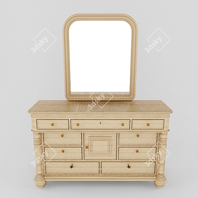 Vintage Keyed Chest 3D model image 1