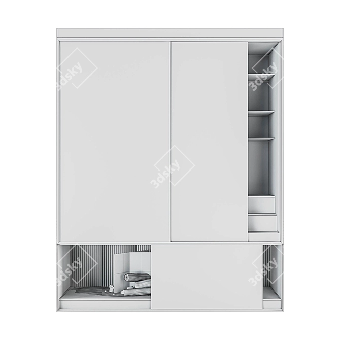 Sleek Sliding Panel Fireplace 3D model image 3