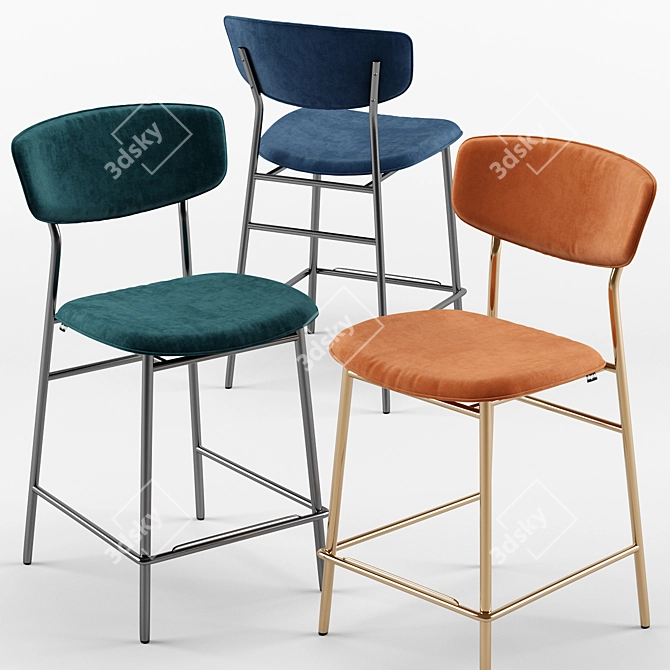 Retro Chic: Fifties Barstool by Calligaris 3D model image 1