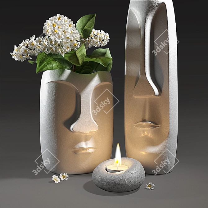 Cherry Blossom Vase & Bird 3D model image 2