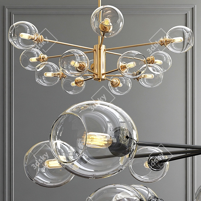 Sleek Nordic Chandelier 3D model image 1