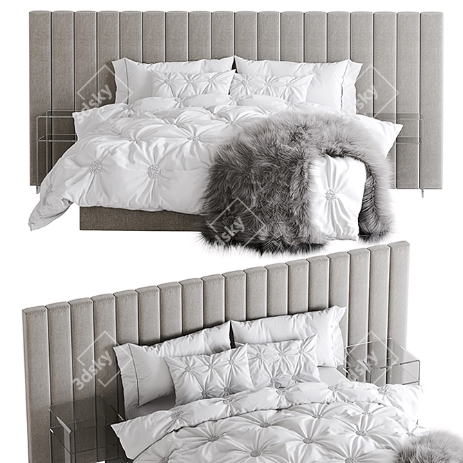 Avalon Channel Stitch Platform Bed 3D model image 1