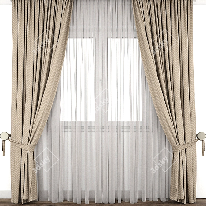 Detailed Curtain Model | 3DS Max, OBJ, Texture 3D model image 1
