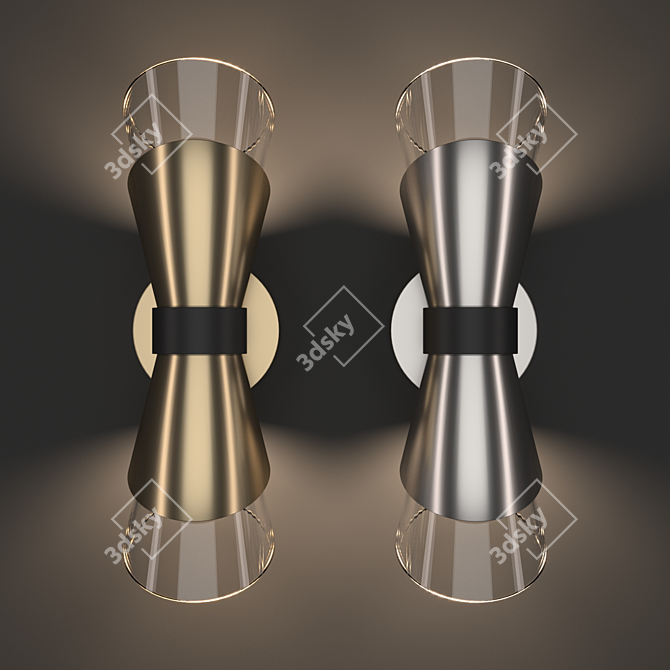 Angie Wall Lamp: Elegant Brass and Nickel Design 3D model image 2
