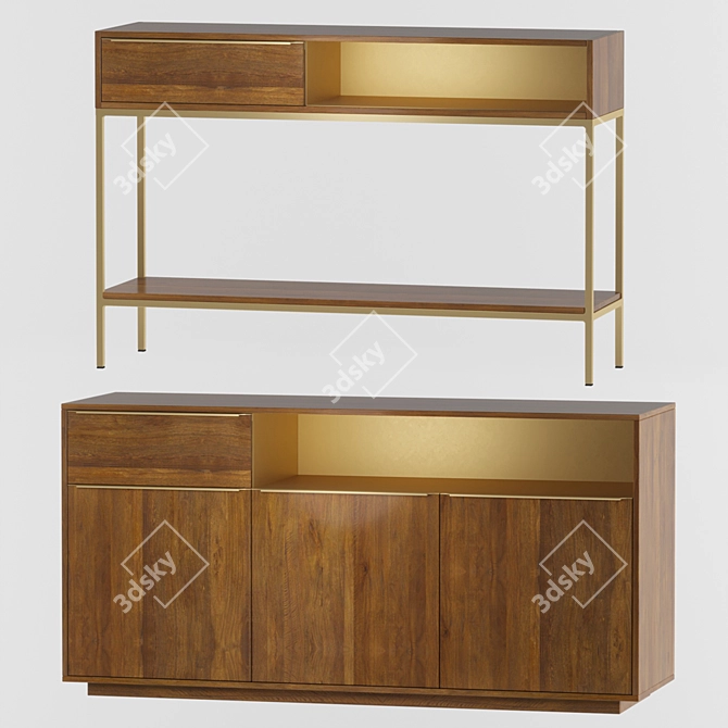 Anderson Mango Wood Pedestals 3D model image 1