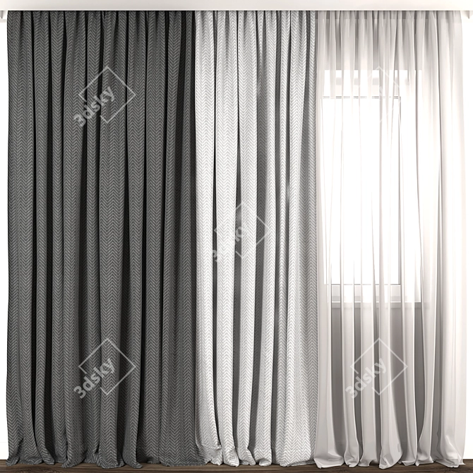 Elegant Curtain Design 3D 3D model image 1
