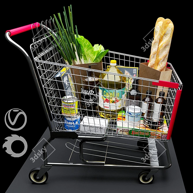 MegaMax Shopping Cart: Ultimate Storage Solution! 3D model image 1