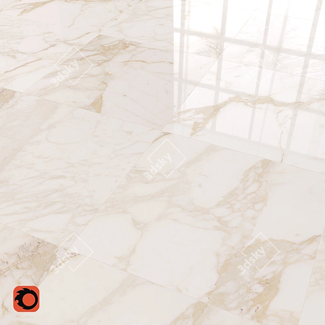 Golden Calacatta Gold Floor Tiles 3D model image 1