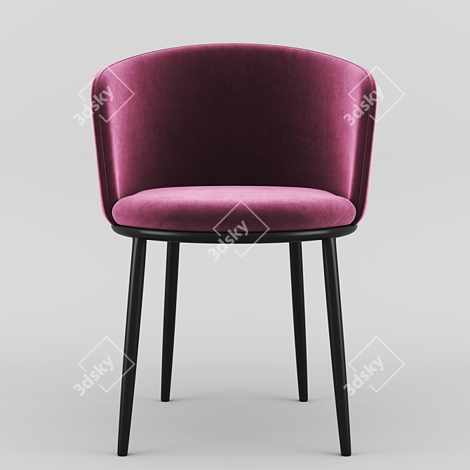 Elegant Filmore Purple Dining Chair 3D model image 2