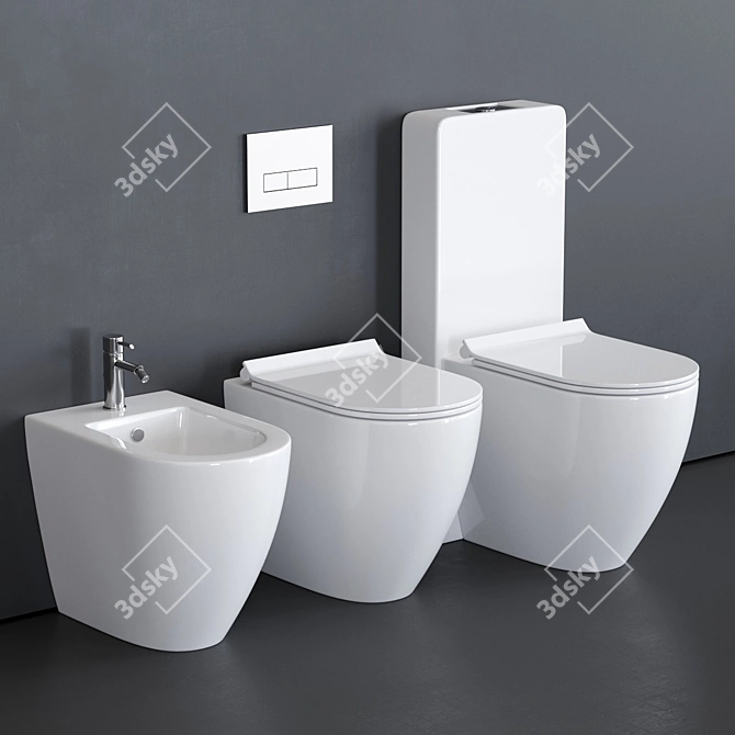 GALASSIA Dream WC Set with Close Coupled Toilet & Bidet 3D model image 1
