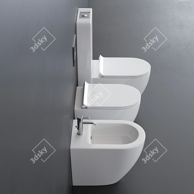 GALASSIA Dream WC Set with Close Coupled Toilet & Bidet 3D model image 2