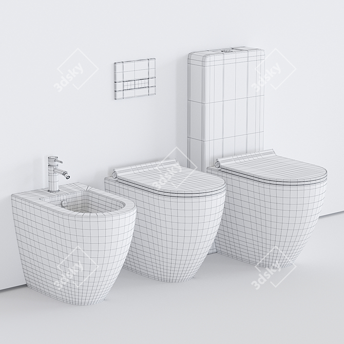 GALASSIA Dream WC Set with Close Coupled Toilet & Bidet 3D model image 3