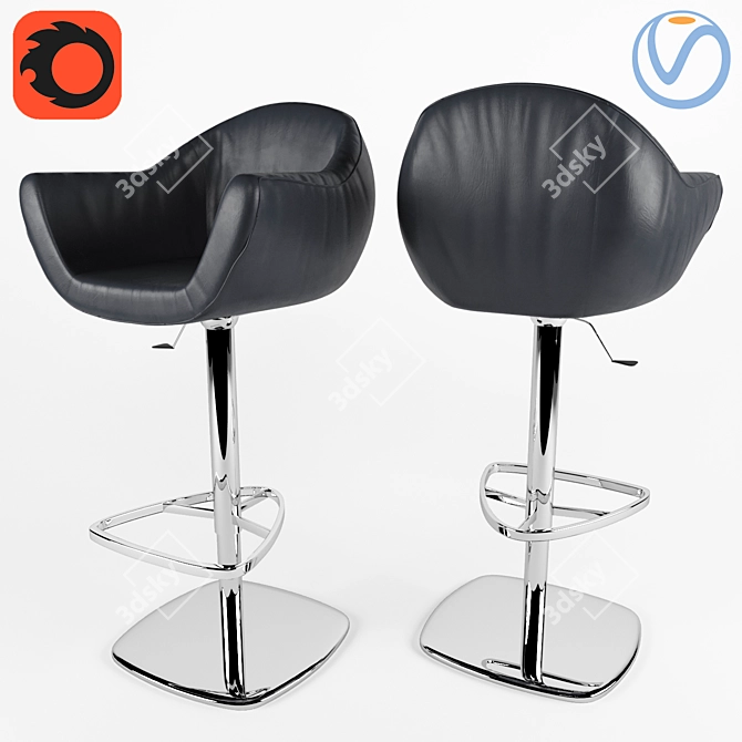 Sleek Modern Bar Stool 3D model image 1