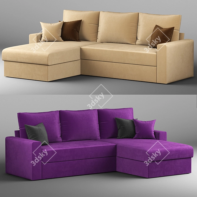 Velvet Corner Sofa: Verona by MebelVia 3D model image 1