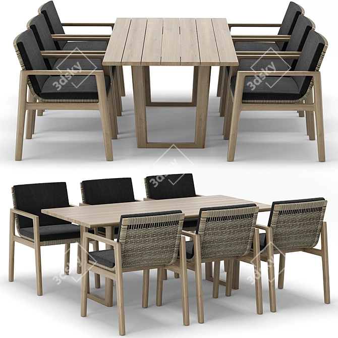Modern Outdoor Dining Set 3D model image 1