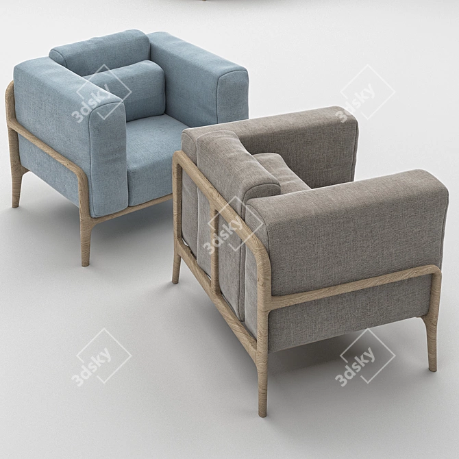 Cozy Fawn Armchair: Compact and Comfortable 3D model image 2