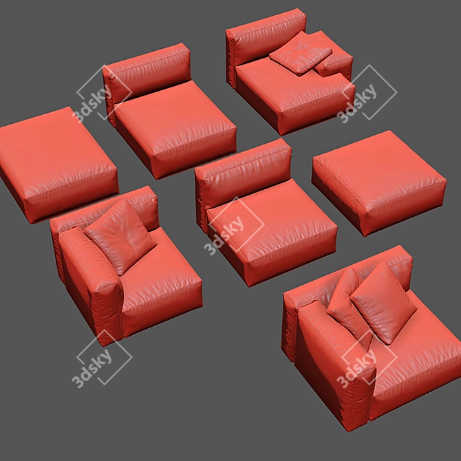 Cassina 271 Mex Cube: Customizable Modular Sofa 3D model image 3