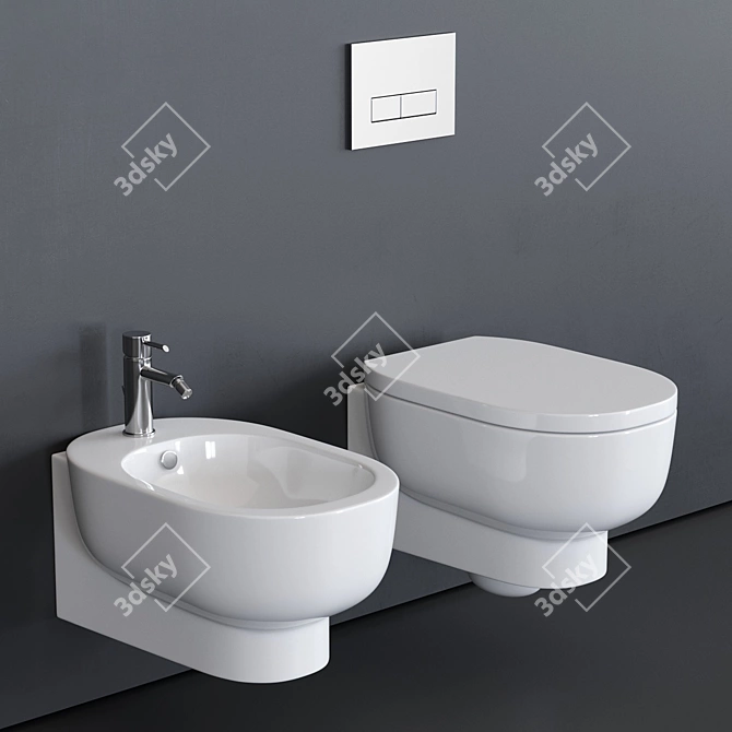 GALASSIA M2 55 Wall-Hung WC & Bidet 3D model image 1