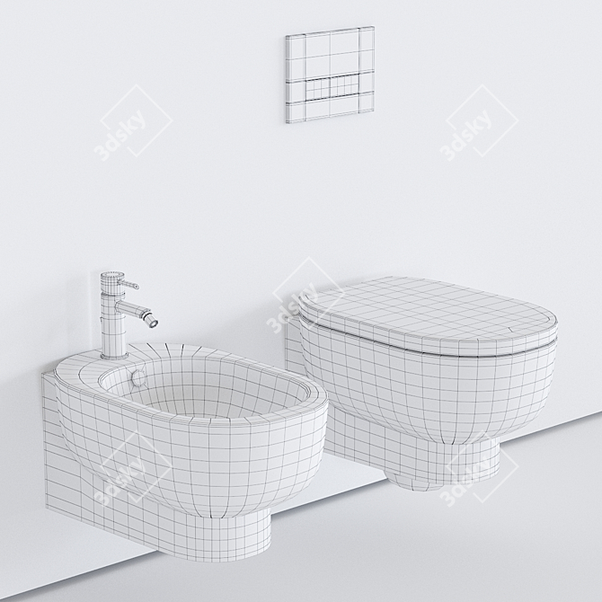 GALASSIA M2 55 Wall-Hung WC & Bidet 3D model image 3
