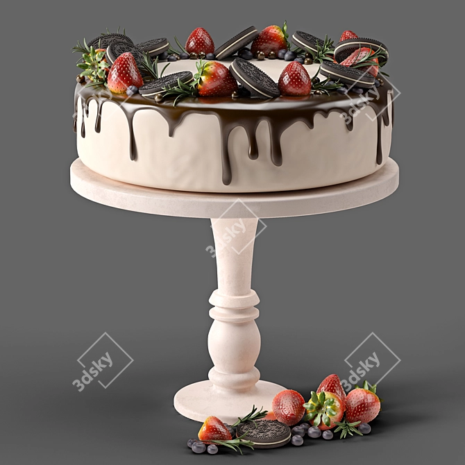  Delicious Strawberry Oreo Cake 3D model image 1