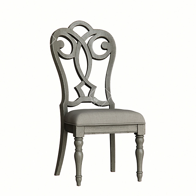 Elegant Upholstered Splat Back Side Chair 3D model image 1