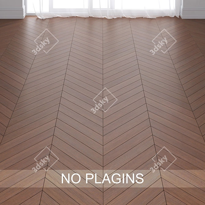 Pine Wood Parquet: Chevron & Herringbone 3D model image 2