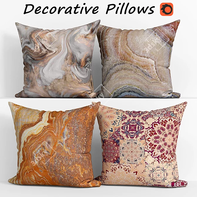 Marble Decorative Pillow Set 3D model image 1