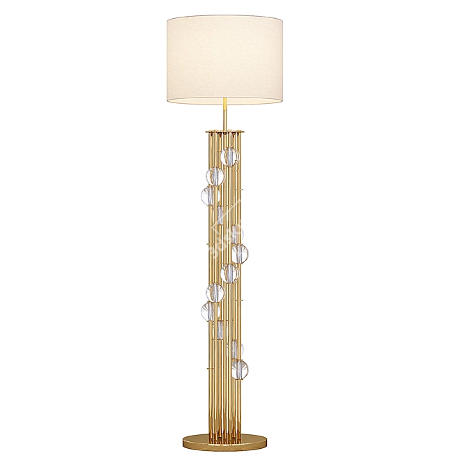 Lorenzo Crystal Gold Floor Lamp 3D model image 1