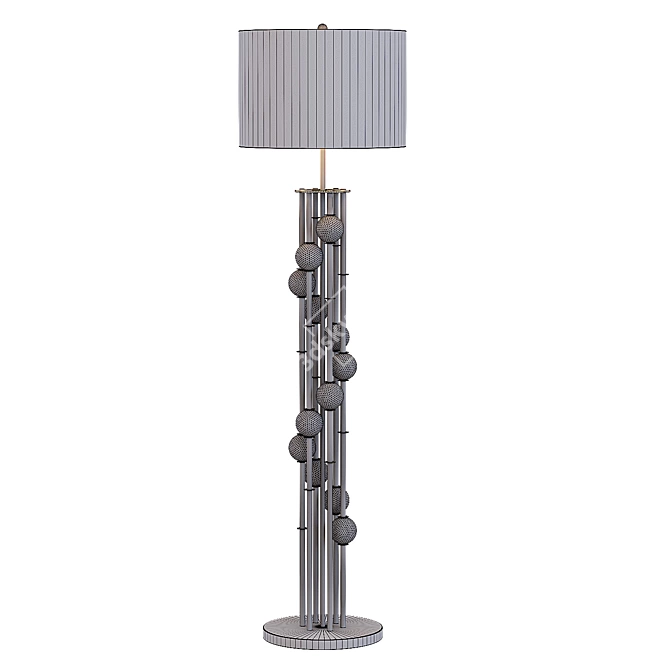 Lorenzo Crystal Gold Floor Lamp 3D model image 3