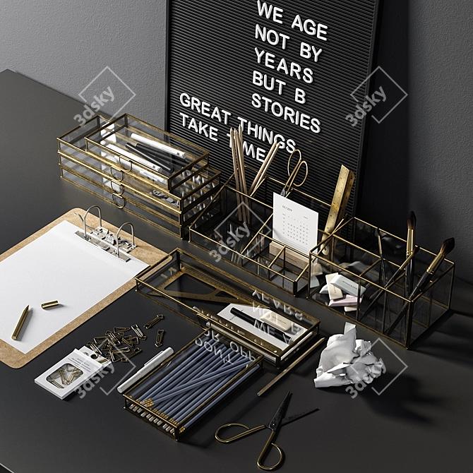 Modern Office Workspace Set 3D model image 2