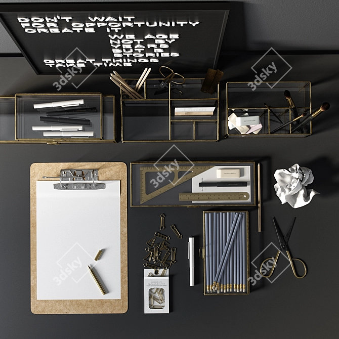 Modern Office Workspace Set 3D model image 4