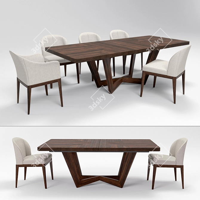 Elegant Accademia Dining set 3D model image 1