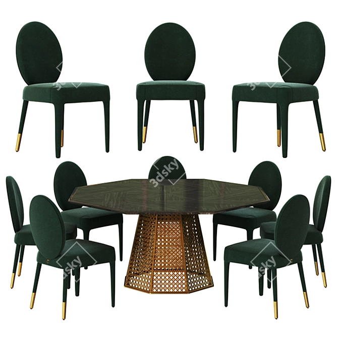 Elegant Vienna Lobby Table and Sofia Chair Set 3D model image 1