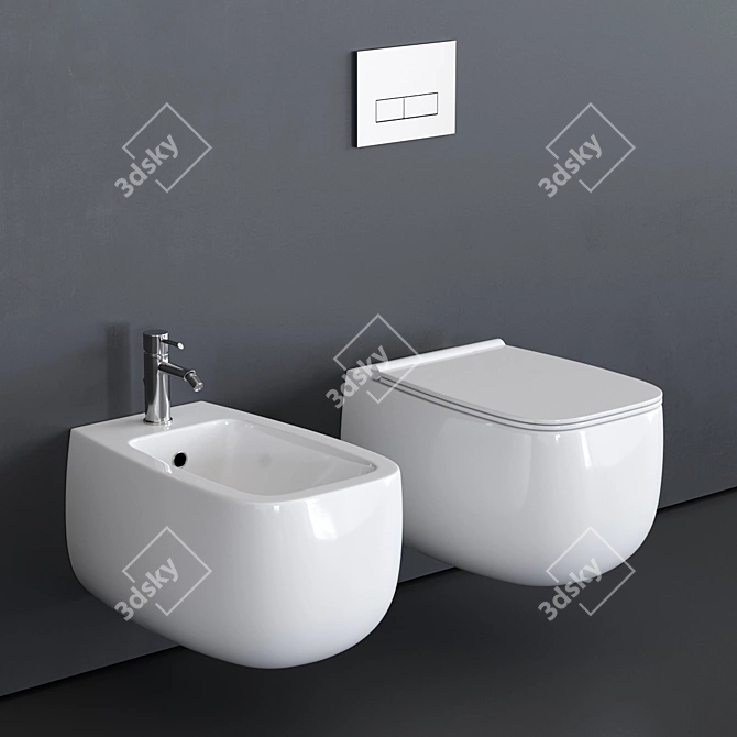 Alice Ceramica Nur Wall-Hung WC - Modern Wall-Mounted WC for Optimal Space Utilization 3D model image 1