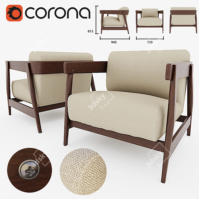 Modern Daewood Lounge Chair 3D model image 1